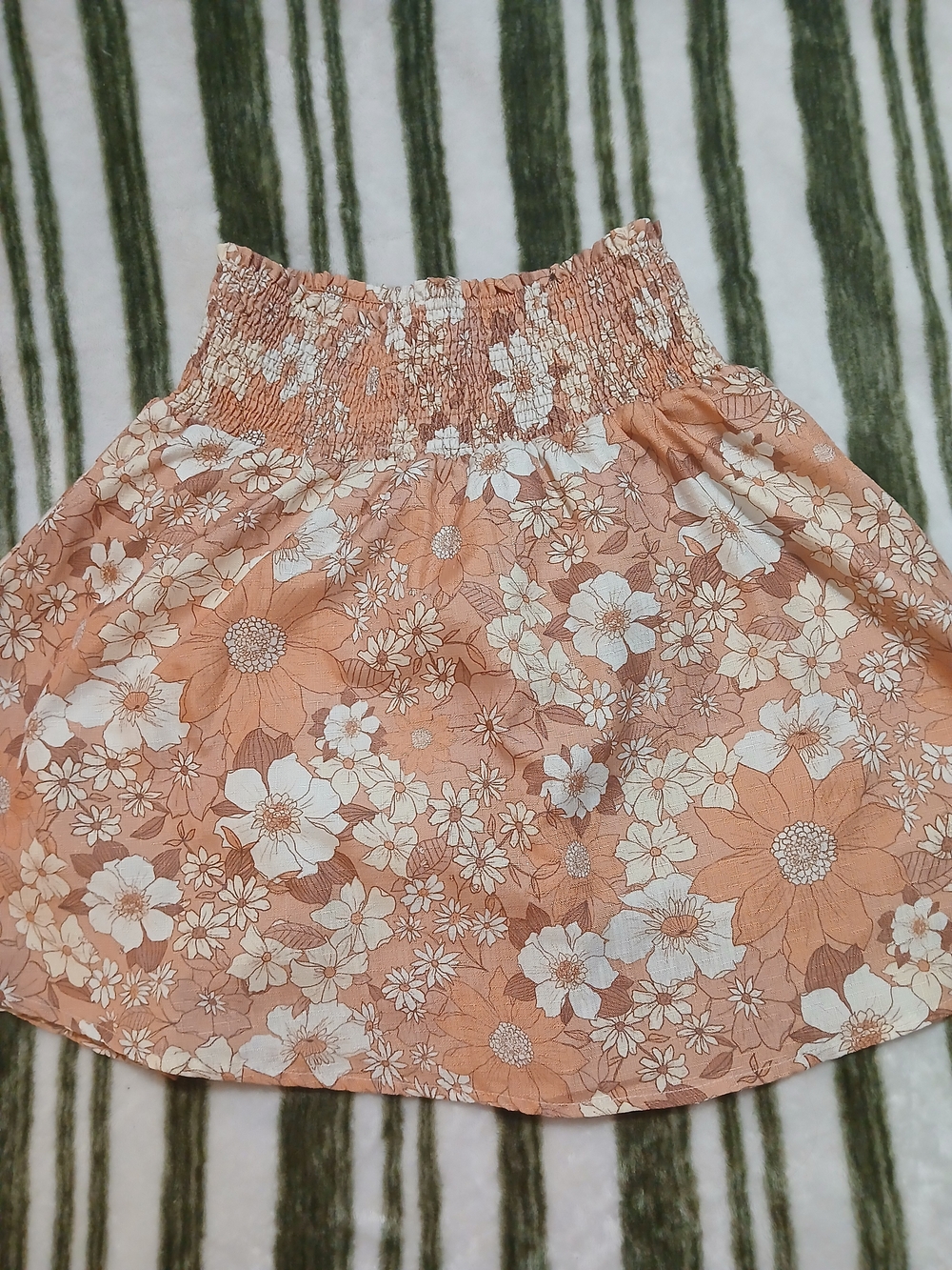 Smocked Floral Peach Mini Skirt
